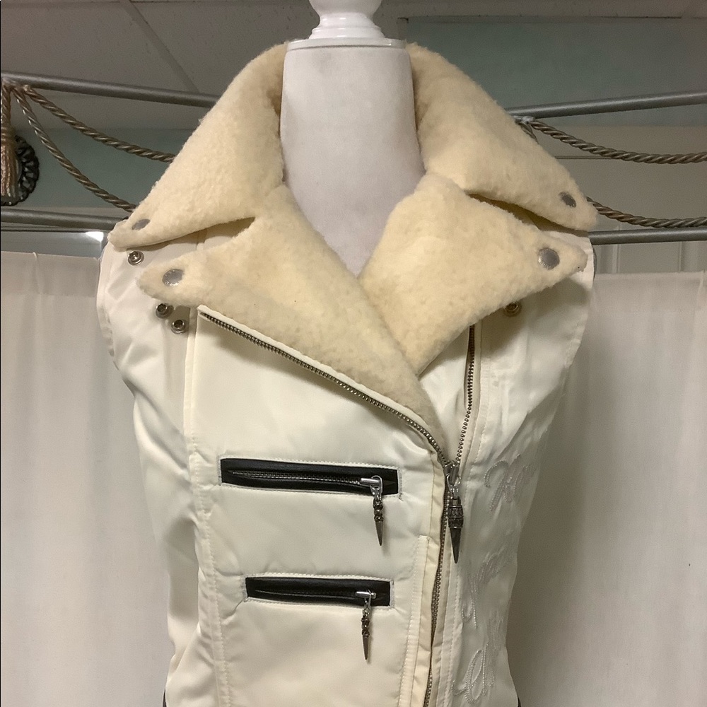 Replay ivory collared studded vest
